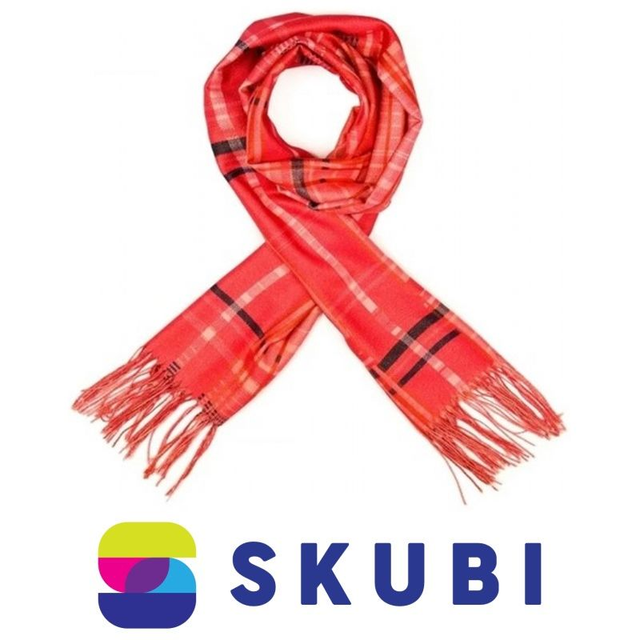 Versoli AX-65-4 Dámská oboustranná šála červená se zlatou nití