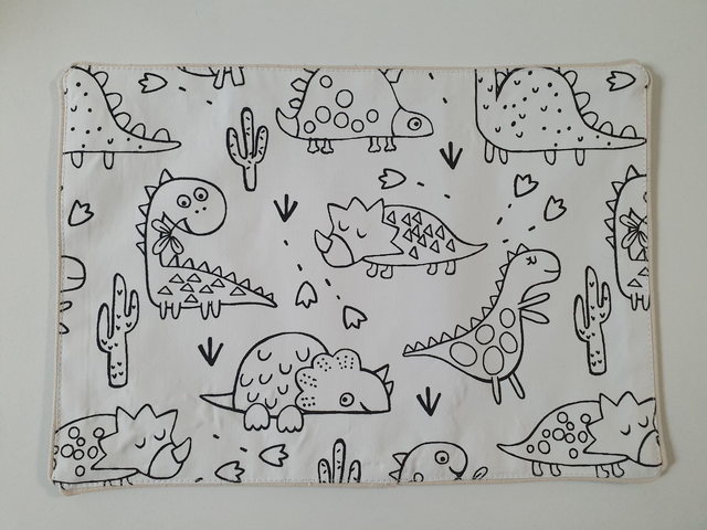 Set de table Dinosaures à colorier à l'infini... ou presque Aqua-verde