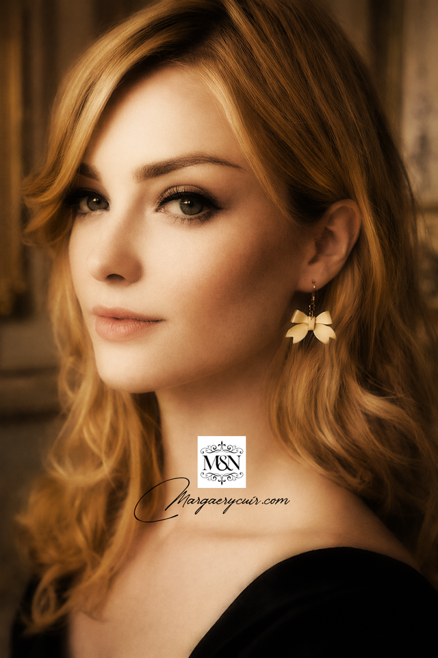 Boucle d'oreilles chic, noeud de cuir