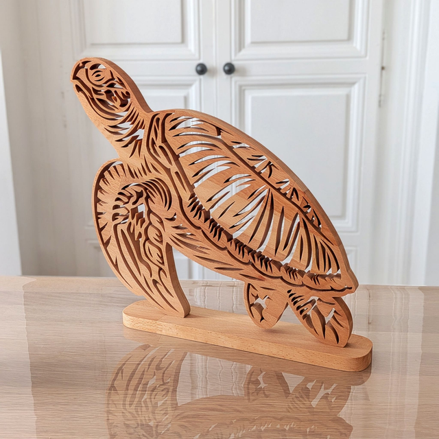 Tortue de mer XXL en hêtre