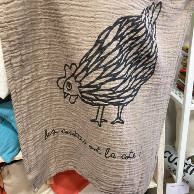 Torchon bicolore tout doux poule 