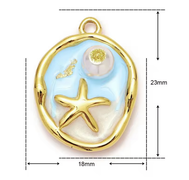 Charm cammeo stella marina e perla 