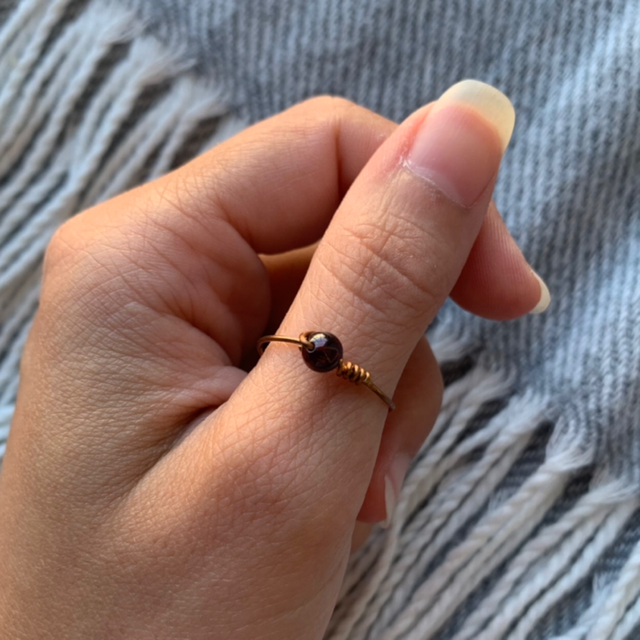 Bague Cuivre et Grenat T55