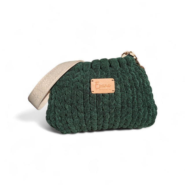 Émeraude - grande bourse - logo en cuir