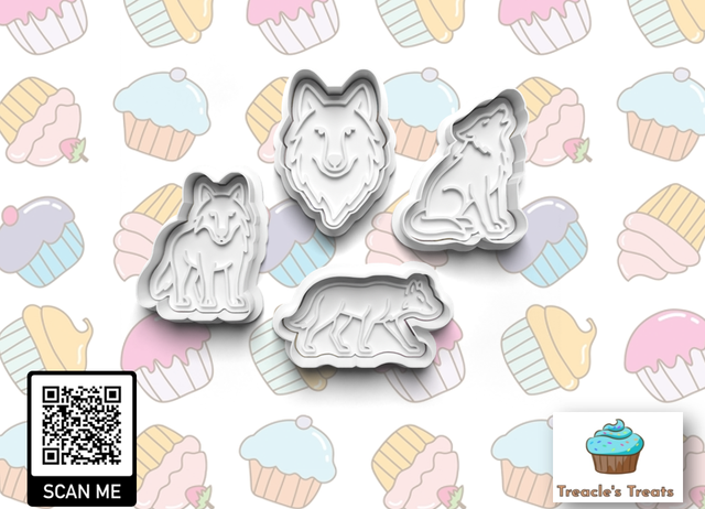 Wolves Theme Fondant/cookie stamps with cutters 