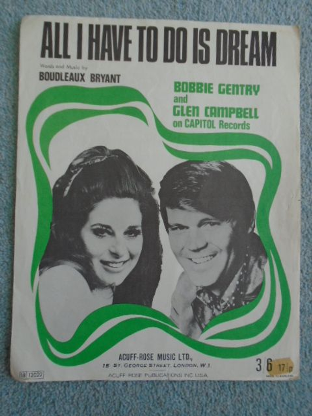All I Have To Do Is Dream Vintage sheet music Bobbie Gentry, Glen Campbell