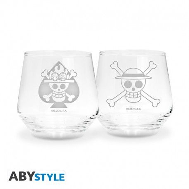 One Piece: Luffy &amp; Ace Crystal Glasses 