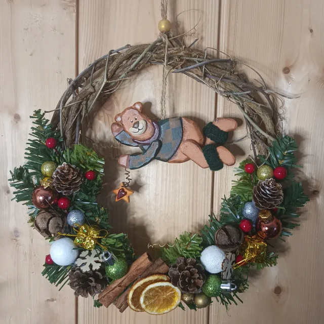 Couronne de noël passiflore et led