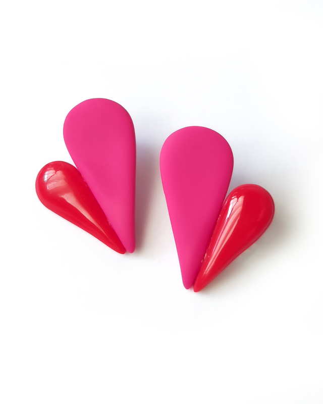 Corazones rojo y fucsia