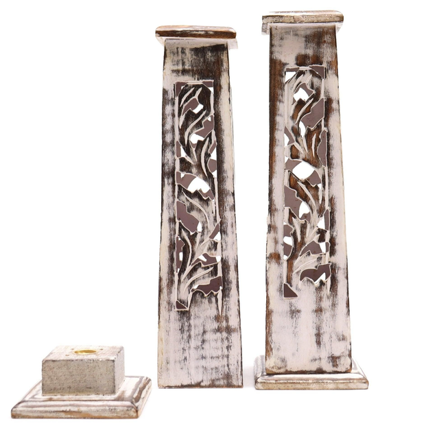 White wash wooden incense tower