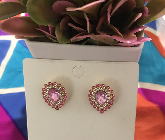 Pink Stone Stud Earrings - STU84