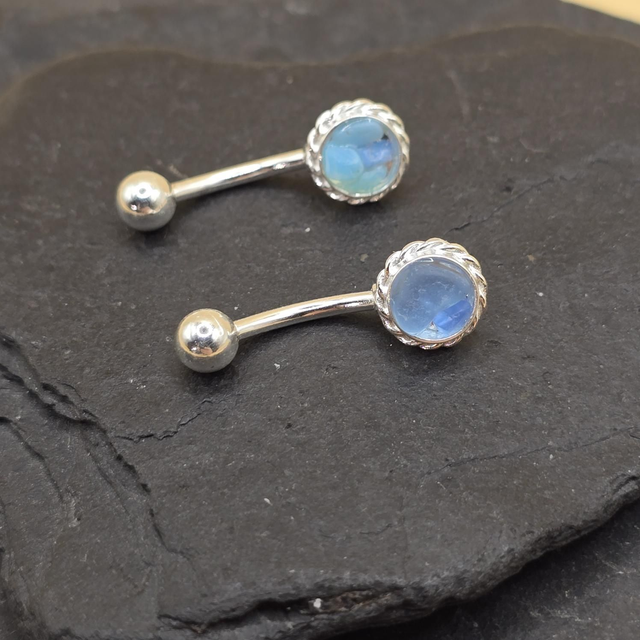 925 Belly Bar Seaglass (Stainless Steel Bar)