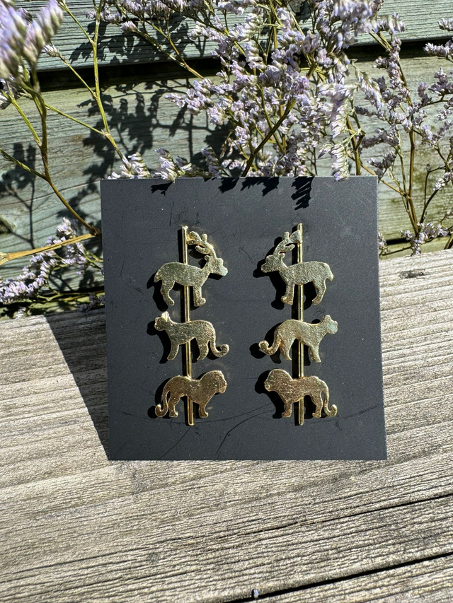 Animals earrings - brass