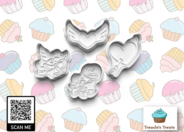 Valentines Theme Fondant/cookie stamps with cutters (Set 4)