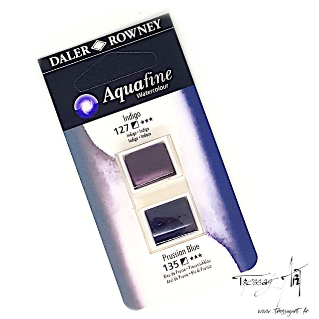 DALER ROWNEY - AQUARELLE DEMI-GODETS par 2 - BLEU 127 & 135 - CA002127