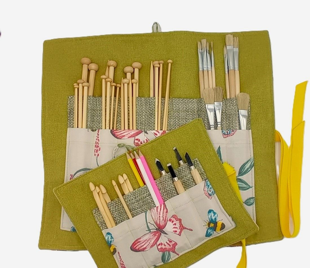 Storage Wrap Craft Tools Crochet Hooks Knitting Needles Pencil case Artist Brush Roll