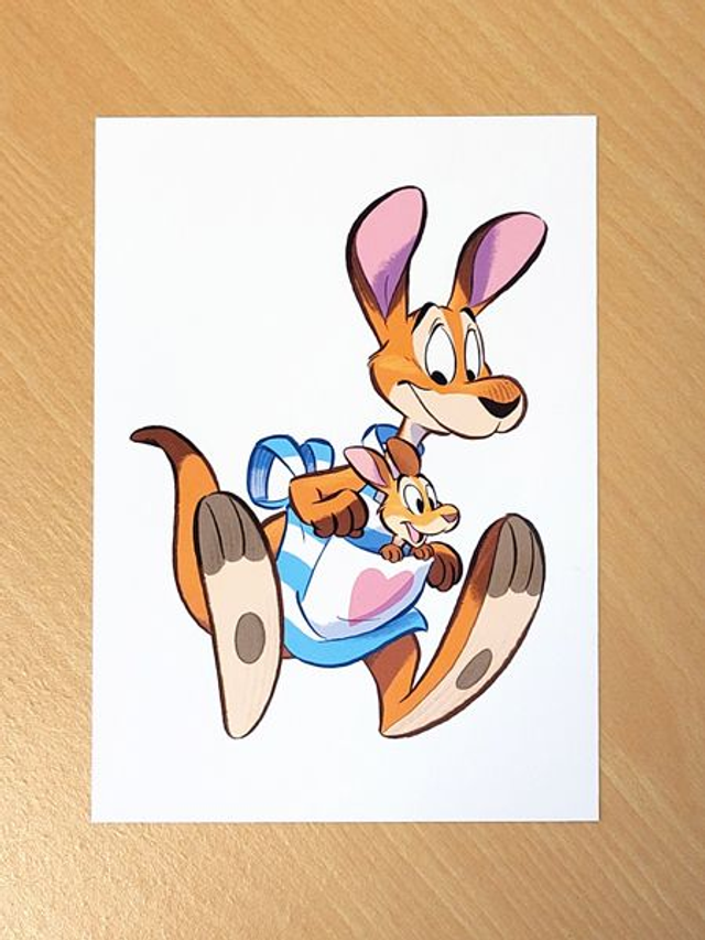 Postcard print Kangaroo &amp; joey