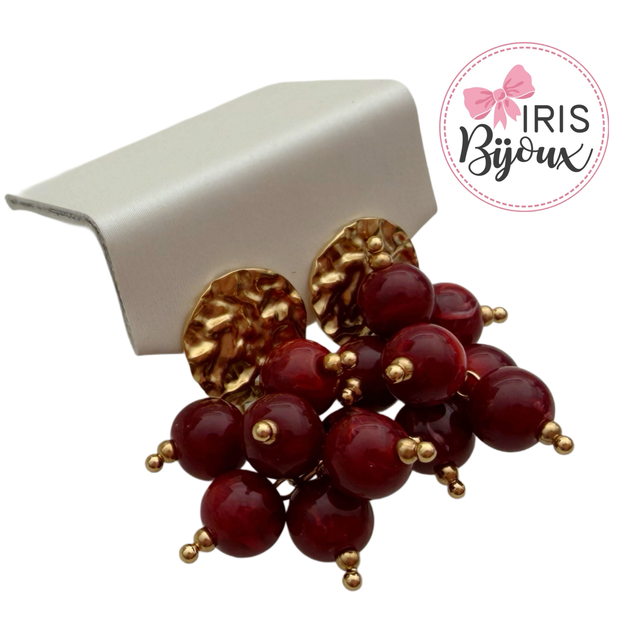 Orecchini a grappolo Bordeaux e Gold 