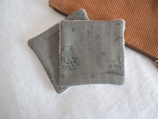 Lingettes lavables dinosaure vert