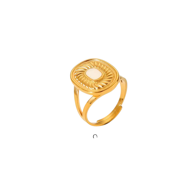 Omega Anello in acciaio inossidabile placcato in oro 18k