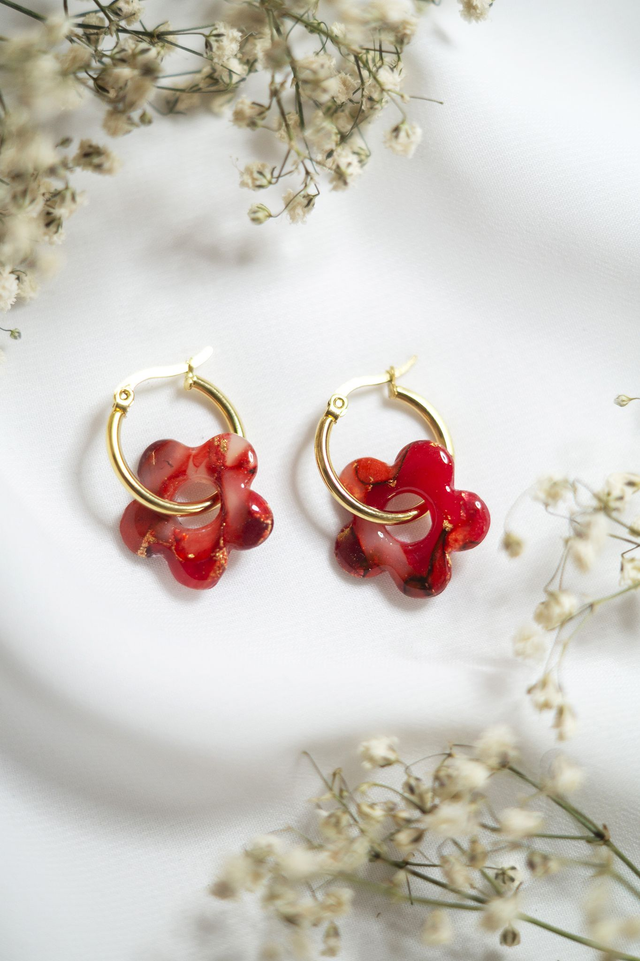 Coloris rubis - Boucles Fleur