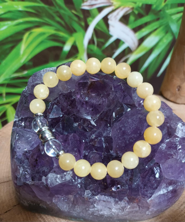 Bracelet en calcite orange et cristal de roche