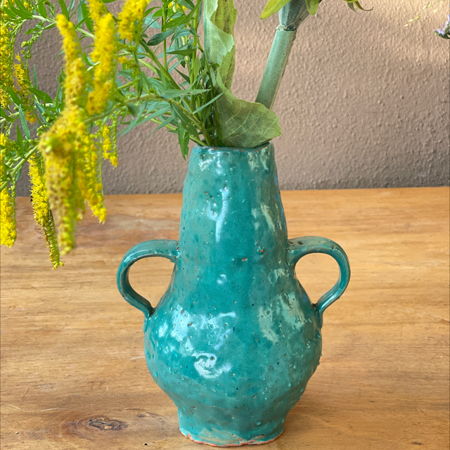 Keramik Vase Türkis Unikat handgefertigt
