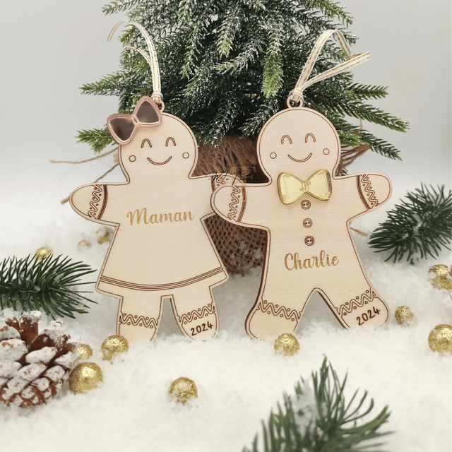 Décoration sapin - Bonhomme pain d'épice avec prénom