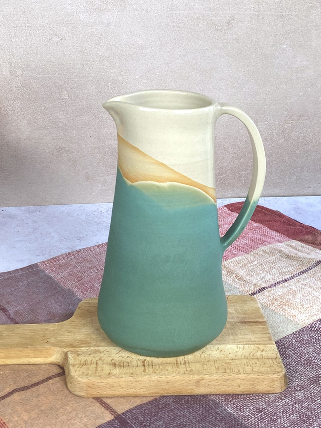 Pichet déclassé - beige &amp; menthe poivrée