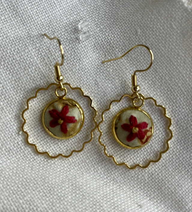 Boucles d’oreilles *Marya bordeaux/fleuri