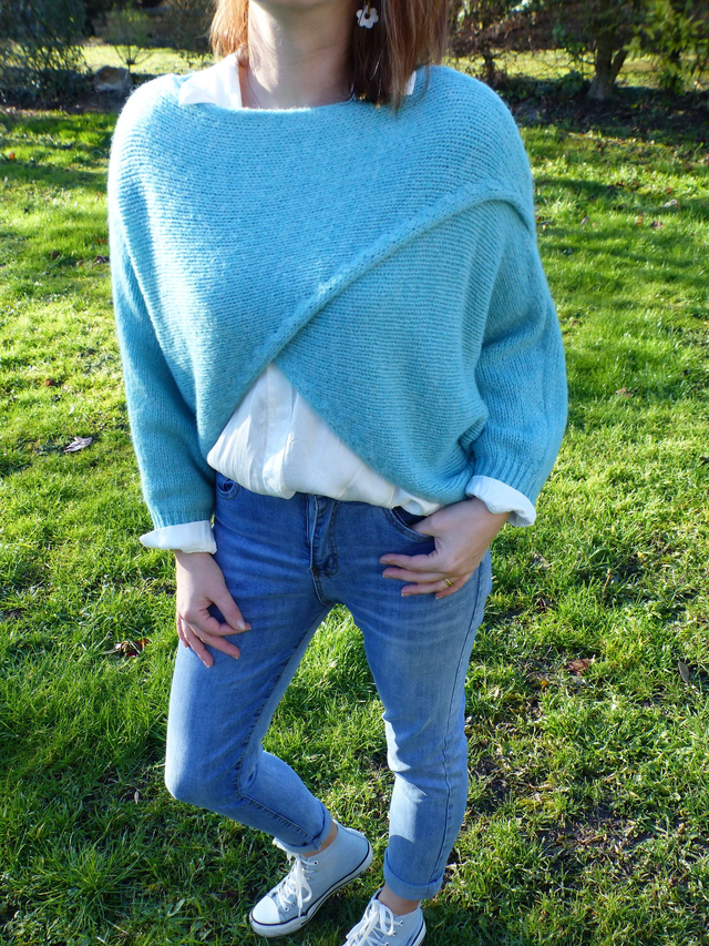 pull croisé céladon