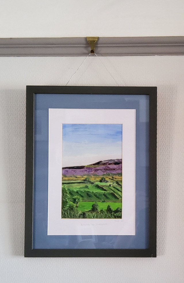 Sunset over Harkerside Moor, Swaledale. Original framed oil on canvas.