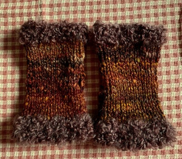 Hand knitted Autumn Berries Hand Warmers/Fingerless gloves, M/L