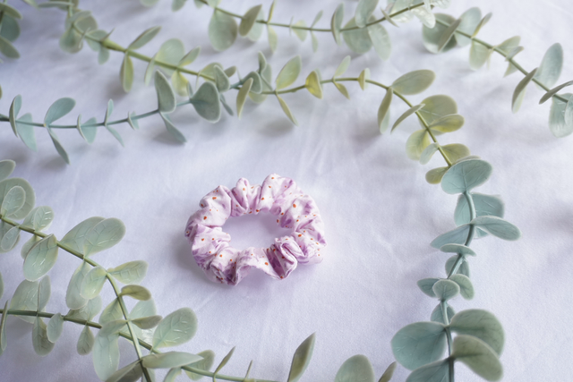 Purple Floral Mini Scrunchie 