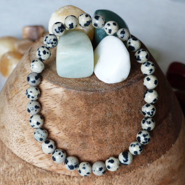 Bracelet Jaspe Dalmatien 6 mm
