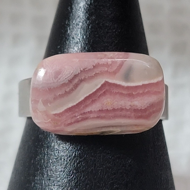 Bague Rhodochrosite acier inoxydable ajustable 2