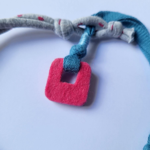 Knitted Yarn Necklace - Dusty Blue/Grey Spot