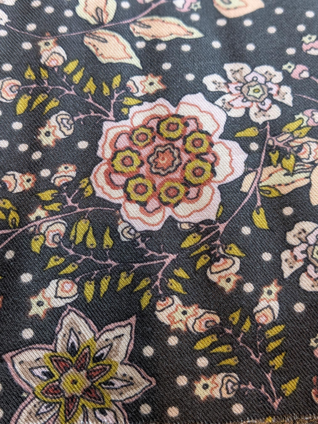 Charcoal Blooms Viscose Twill