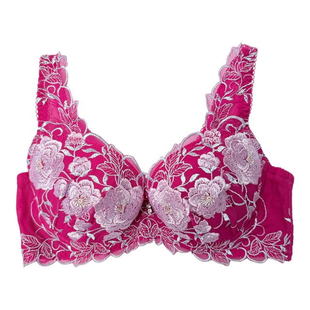 Magenta pink + lilac intricate embroidered Japanese Bra UK 30A