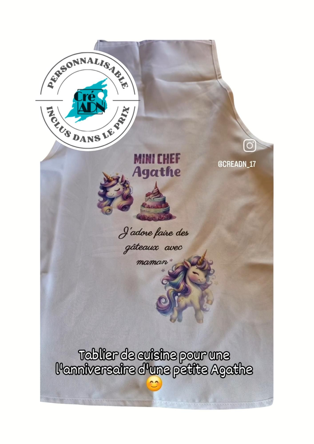 Tablier de cuisine sublimation enfant 