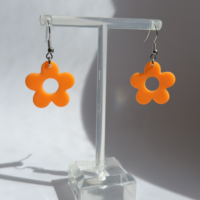 Pendientes flores neón