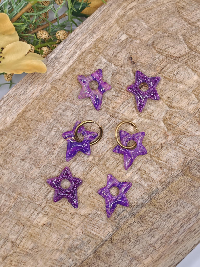 Choupettes Star réversibles, violette effet pierre 