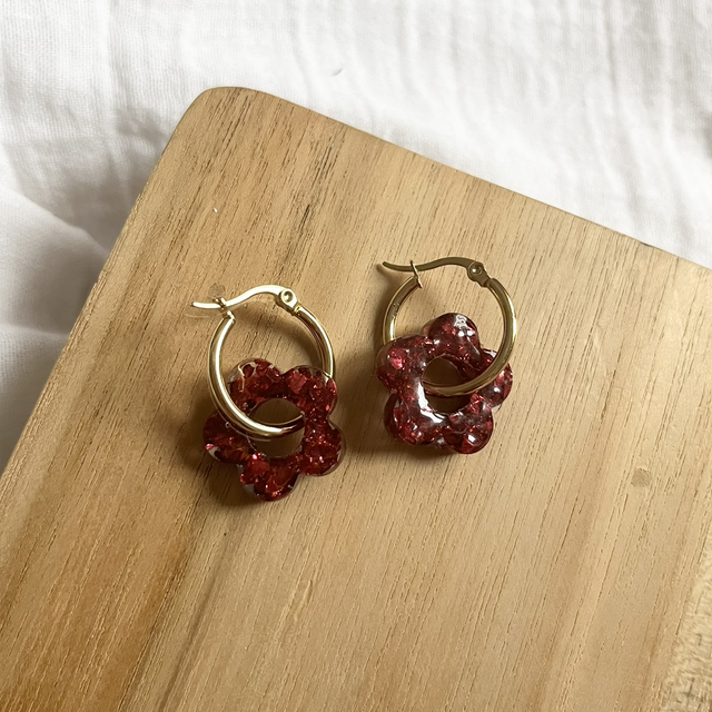Boucles d&#039;oreilles Aura - Rouge