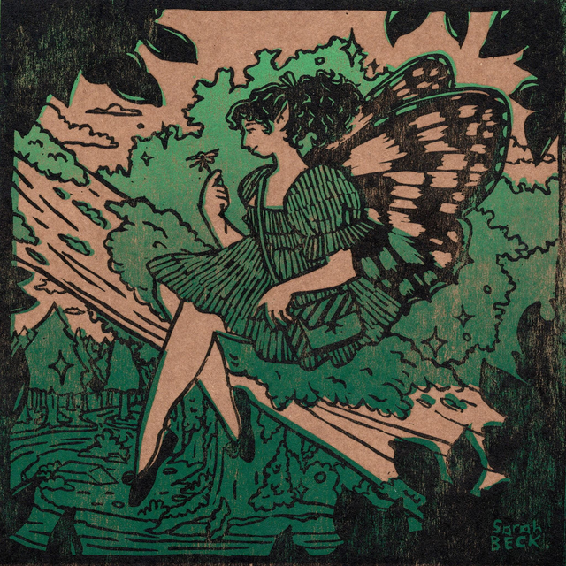 April Fairy Linoprint