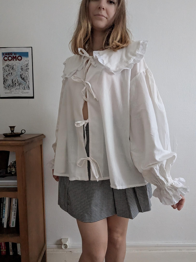 Blouse à grand col claudine blanche - taille XS / S