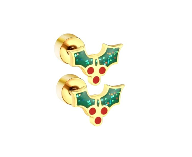 Gold Holly Mini Comfort Back Studs