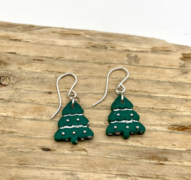 Silver Christmas tree dangles