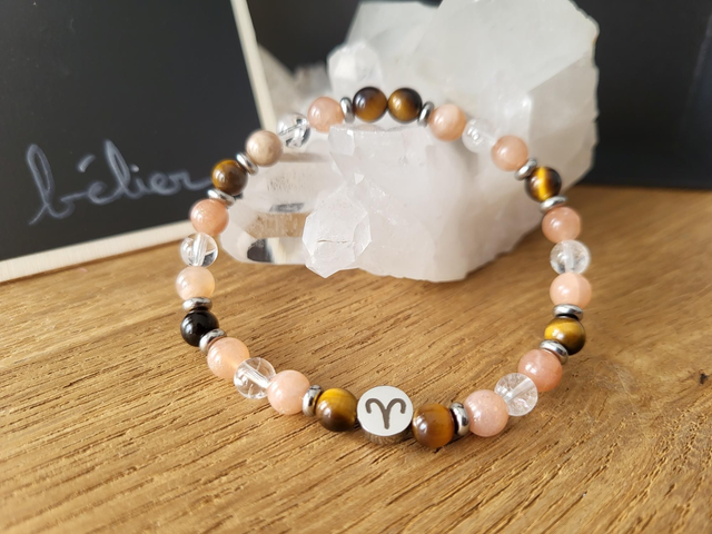 Bélier - Cristal de roche, oeil de tigre, pierre de soleil