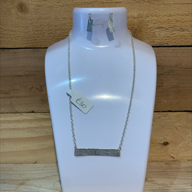 Silver Necklace and Earrings 