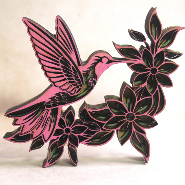 Décoration "Mama" Multicouche en Bois Découpé au Laser